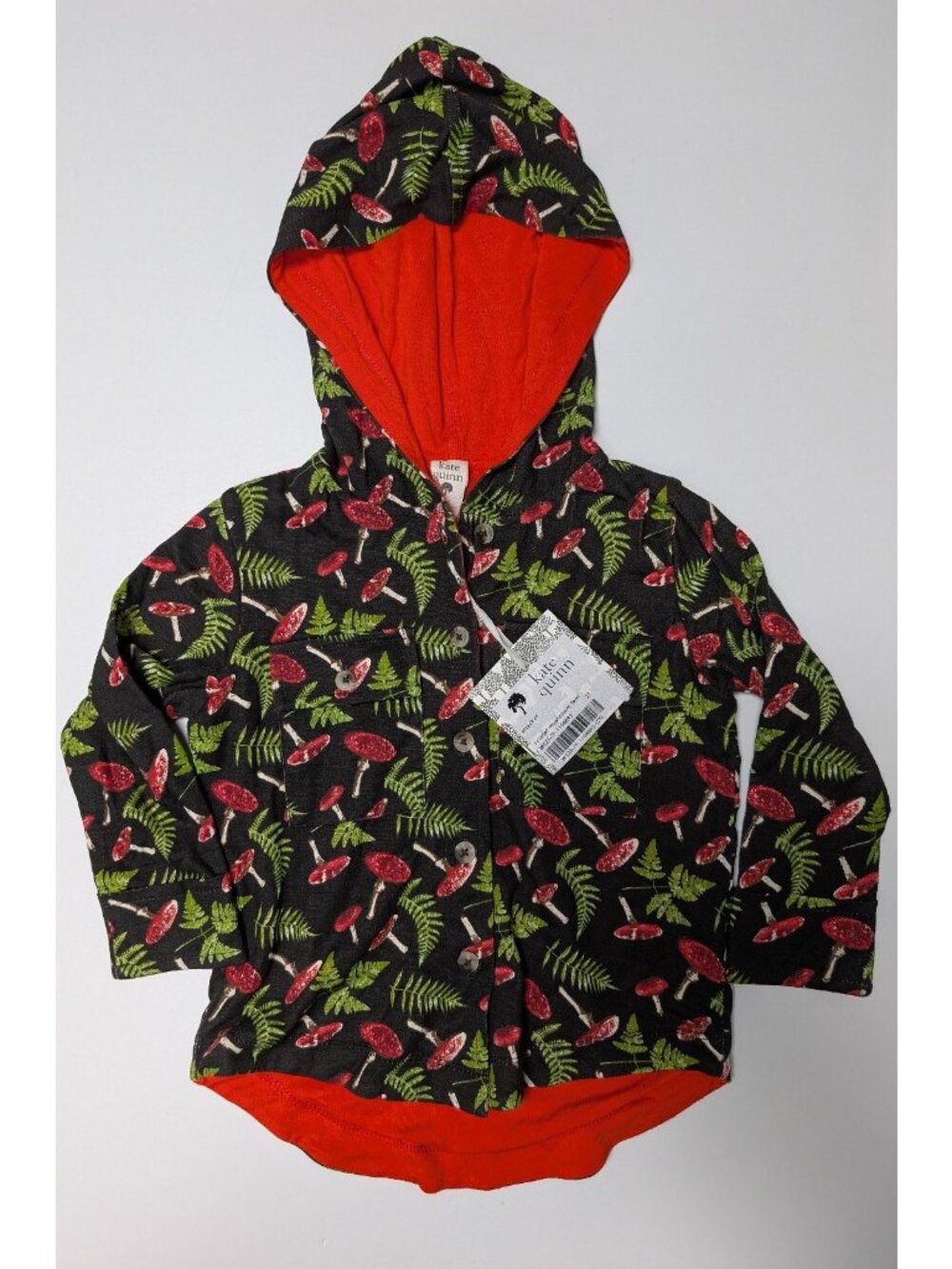 Kate Quinn Scarlett Mushroom Fern 2T Shacket Hoodie Spooky Halloween Bamboo